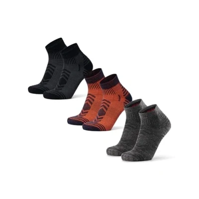Afbeelding van DANISH ENDURANCE 3 paar wandelsokken, laag, merinowol, zomer, anti blaren, heren en dames, Veelkleurig (1x marineblauw/oranje, 1x zwart, donkergrijs)