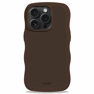 Afbeelding van Holdit Hoesje Geschikt voor iPhone 15 Pro Max Wavy Case bruin