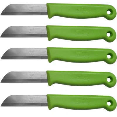Afbeelding van Solingen Schilmesje RVS Glad 16 cm met &quot;Blade Cover&quot; Groen 5 Stuks