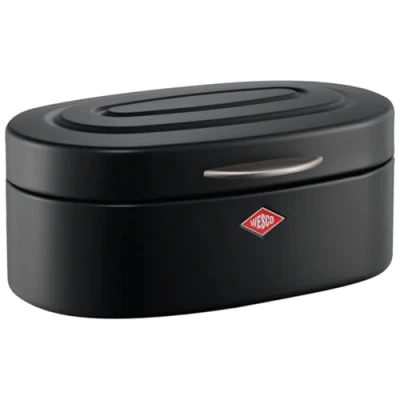Afbeelding van WESCO Single Elly broodtrommel in mat zwart, gepoedercoat plaatstaal, ventilatiegaten en stabiele handgreep