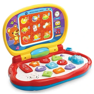 Afbeelding van VTech Babylaptop, kleurrijke kinderlaptop met lcd display, geluidseffecten, zinnen en liedjes, leerlaptop dieren, vormen muziek,