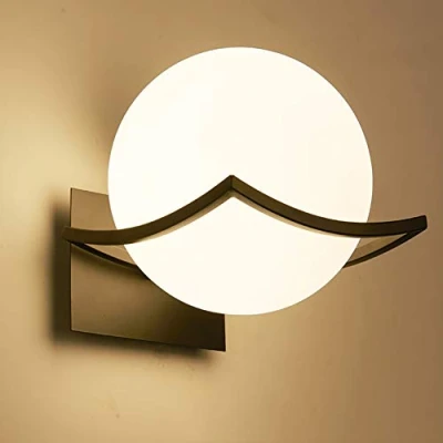 Afbeelding van KRUIHAN Wandlamp voor binnen, bollamp, lampenkap van glas, bedlampje, wandlamp, slaapkamer en badkamer, zwart (E27 lamp niet inbegrepen)