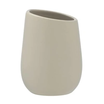 Afbeelding van WENKO Tandenborstelbeker, beige, hoogwaardig keramiek met mat oppervlak, tandenborstelbeker voor het opbergen van tandenborstel en tandpasta