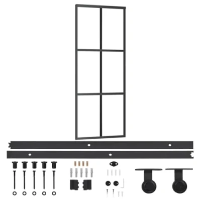 Afbeelding van VidaXL Schuifdeur met beslag 76x205 cm aluminium en ESG glas