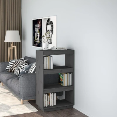 Afbeelding van Boekenkast/kamerscherm 60x35x103 cm massief grenenhout grijs