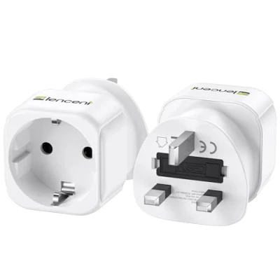 Afbeelding van LENCENT 2 x adapter UK Engeland Frankrijk reisadapter Europa Frans FR pin naar GB 3 voor Ierland Groot Brittannië Schotland type G