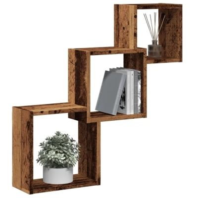 Afbeelding van vidaXL Wandplanken kubus 68x15x68 cm bewerkt hout oud houtkleurig