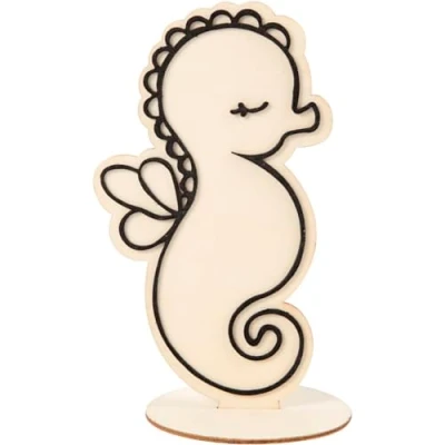 Afbeelding van Made Of Wood Houten Zeepaard Figuur Om Te Decoreren 18 Cm