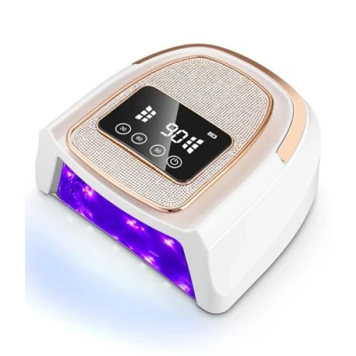 Afbeelding van uv lamp, led, gelnagels, gel, draagbaar, professionele nageldroger, led nagellamp met 4 timers, automatische sensor en lcd display, afneembare basis voor alle gels