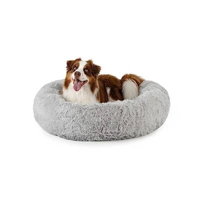 Afbeelding van lionto Hondenbed, kattenbed, donutbed, rond, Ø 100 cm (3XL) lichtgrijs