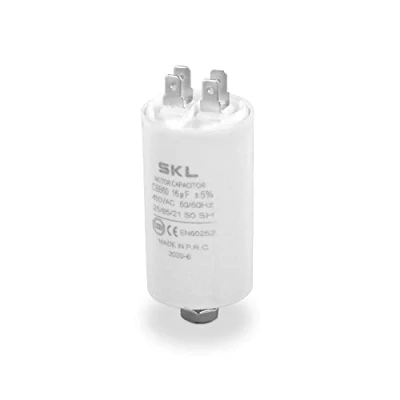 Afbeelding van DL pro Universele motorcondensator 16 µF 450 V Ø 40 x 70 mm met 6,3 AMP aansluitingen en bevestigingsschroeven M8 CBB60 startcondensator voor apparaten