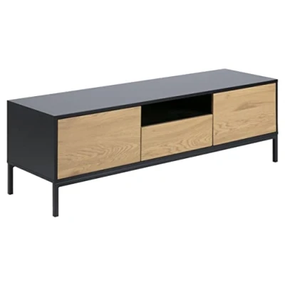 Afbeelding van TV meubel Avola zwart/eikenkleur 45x140x40 cm Bruin MDF
