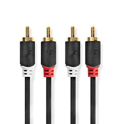 Image de Nedis Câble audio RCA mâle pour 10 m anthracite rond