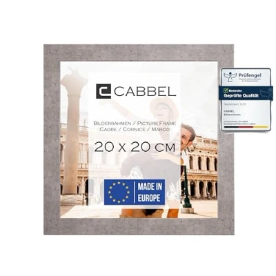 Afbeelding van CABBEL Fotolijst 20 x cm, grijs (beton), stabiele mdf houten lijst, onbreekbaar plexiglas, om op te hangen en neer zetten, ideaal voor foto&#039;s/afbeeldingen/collage