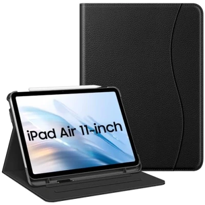 Afbeelding van Fintie Hoes voor iPad Air 11 inch M2 (2024), 5e generatie (2022)/iPad 4e 10,9 inch, meerdere hoeken, standaard, beschermhoes met documentsleuven, zwart