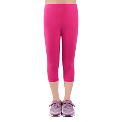 Afbeelding van L&amp;K II Kinderen meisjes leggings 3/4 capribroek katoenen broek schoolkleding leeftijd 4 18 jaar 2723, 1 stuk roze