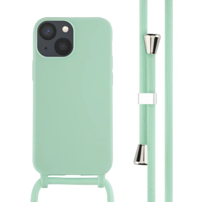 Afbeelding van iMoshion hoesje Geschikt voor iPhone 13 Mini met koord Siliconen Mintgroen