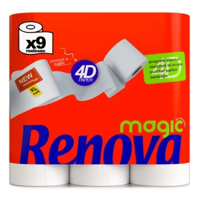 Afbeelding van Renova magic toiletpapier 9 rollen 2 laags wit