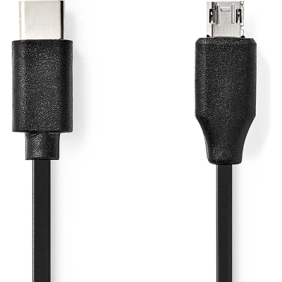 Afbeelding van USB C naar Micro kabel 1 meter 2.0 (100% koper, Zwart)
