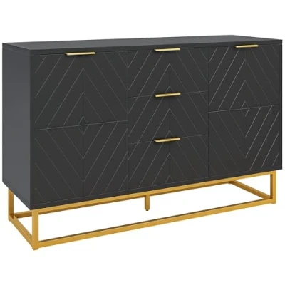 Afbeelding van HOMCOM Dressoir Hout 120x40x76cm Zwart