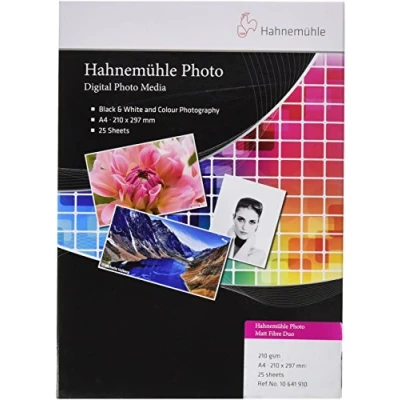 Afbeelding van Hahnemühle Foto Matte Vezel Duo A 4 warm Wit 210 g 25 vellen (210 g/m², A4, 25 x), Fotopapier,