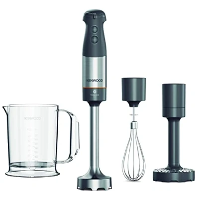 Afbeelding van Kenwood Triblade XL+ duikmixer, mixer, afneembare stalen staaf, met garde, groentesnijder en maatbeker 0,75 l handgreep, vermogen 1000 W, grijs