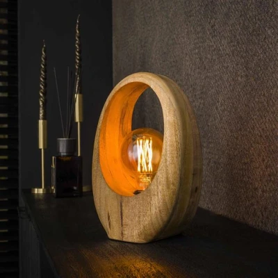 Afbeelding van Hoyz Collection Tafellamp Arch Wood 1L Massief Mango Naturel