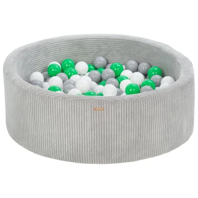 Afbeelding van Ballenbad, Corduroy 200 ronde ballen, diameter 90 cm (zwembadkleur: grijs/wit, grijs, lichtgroen)