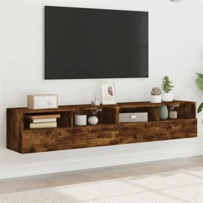Afbeelding van vidaXL Tv wandmeubels 2 st 80x30x30 cm bewerkt hout gerookt eikenkleur
