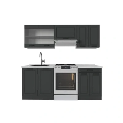Afbeelding van Vicco Complete keukeneenheid R Line, Antraciet landhuis/antraciet, 200 cm , WB Marmer