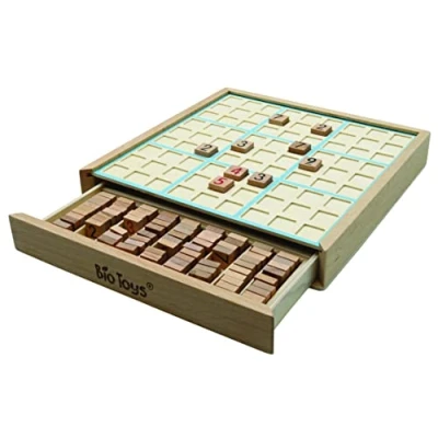 Afbeelding van Lexibook, Bio Toys, houten sudoku, milieuvriendelijk, Sudoku boekje inbegrepen, opberglade, JGW150