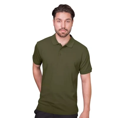 Image de HRM Polo lourd pour homme 100% coton basique lavable jusqu&#039;à 60 C Vêtement durable et de qualité supérieure, olive, 5XL