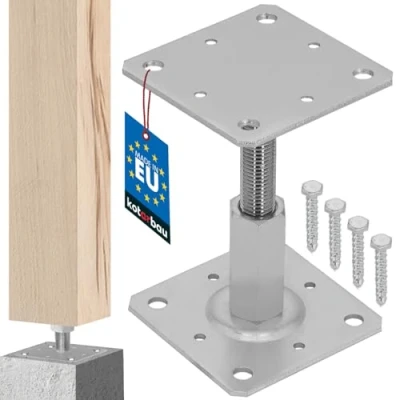 Afbeelding van KOTARBAU® Paaldrager 110 x mm, in hoogte verstelbaar van 90 tot 150 verzinkt, voor schroeven, steunvoet, betonnen grondvoet,