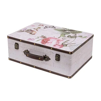 Afbeelding van HMF VKO102 Vintage houten koffer, 44 x 32 16 cm, groot, roze