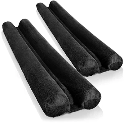 Afbeelding van COM FOUR® Deurtochtstopper microvezel afdichting voor onderaan deur winddicht dubbele tocht en geluidsbescherming (2 stuks, zwart)
