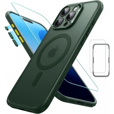 Afbeelding van ESR Classic Pro HaloLock Hoesje + Tempered Glass Geschikt voor Apple iPhone 16 Max Back Cover Compatibel met MagSafe Screen Protector Camera Bescherming Frosted Groen