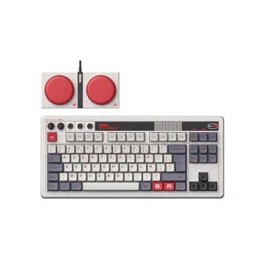 Afbeelding van 8Bitdo Retro Mechanical Keyboard, Bluetooth/2.4G/USB C Hot Swappable Gaming Keyboard with 87 Keys, Dual Super Programmable Buttons for Windows and Android AZERTY FRENCH ISO Layout