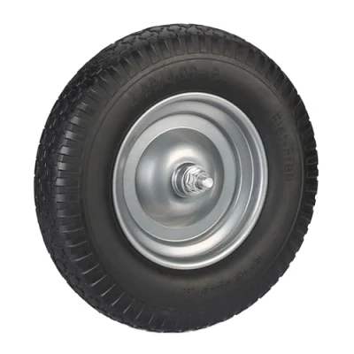 Afbeelding van Relaxdays kruiwagenwiel 4.00 8 reservewiel kruiwagen antilek stalen velg met as Zwart grijs