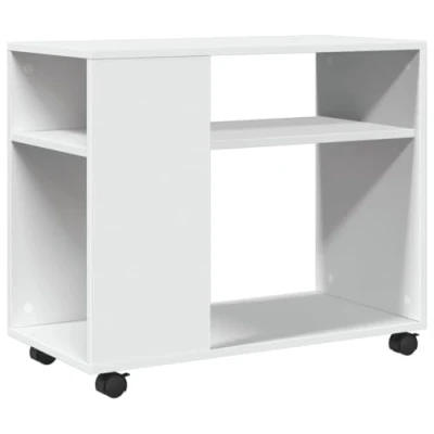 Afbeelding van vidaXL Bijzettafel met wieltjes 70x35x60 cm bewerkt hout wit