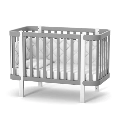 Afbeelding van Veres Monaco Lit bébé/lit à barreaux (120 x 60 cm) Collection Premium Luxe, sûr et multifonctionnel (Graphite Blanc)