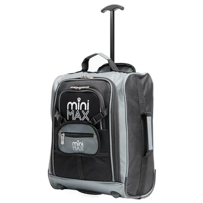 Afbeelding van MiniMax Handbagage koffer voor kinderen, trolley, rugzak met tas je speelgoed/poppen/teddybeer, niet inbegrepen, zwart, zwart., Trolley