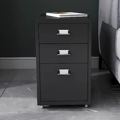 Afbeelding van Bureaukast Kökar op wielen 48x28x41 cm zwart mat
