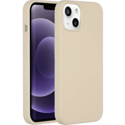 Afbeelding van Accezz Hoesje Geschikt voor iPhone 13 Siliconen Liquid Silicone Backcover beige