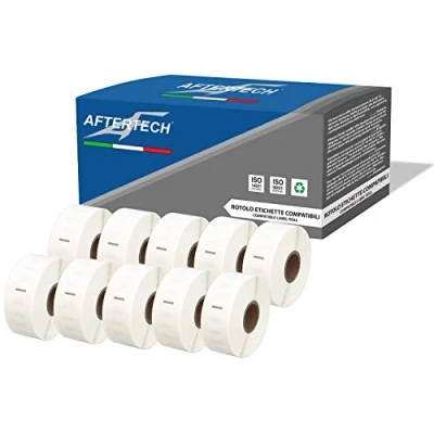 Afbeelding van Aftertech 10 x 11352 25 54 mm plakband rollen compatibel (500 etiketten/rol = 5000 in totaal) voor Dymo LabelWriter S0722520