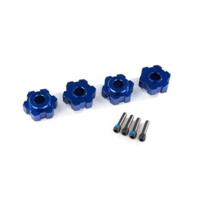 Afbeelding van Wheel hubs, hex, aluminum (blue anodized) (4)/ 4x13mm screw pins (4)