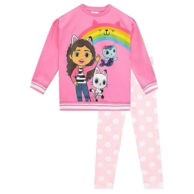 Afbeelding van DREAMWORKS GABBY&#039;S DOLLHOUSE meisjes sweatshirt en leggings Set Pandy Paws Mercat Co Ord Outfits kledingsets voor Leeftijden 3 10 jaar Officiële Gabby merchandise, Roze