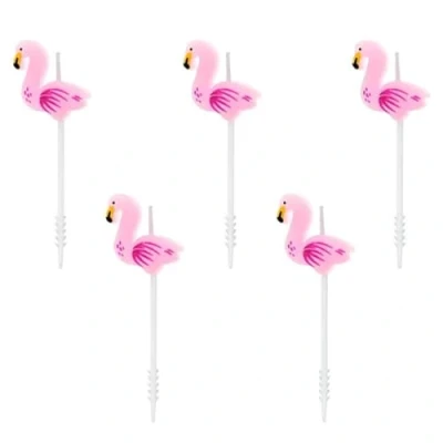 Afbeelding van Partydeco Flamingo Taartkaarsjes 5 stuks