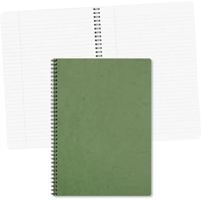 Afbeelding van Clairefontaine 781453C Notitieboek, spiraalbinding, groen A4, 21 x 29,7 cm, 100 pagina&#039;s, gelinieerd, met rand, licht papier, 90 g, glanzend, ledernerf, collectie Age Bag
