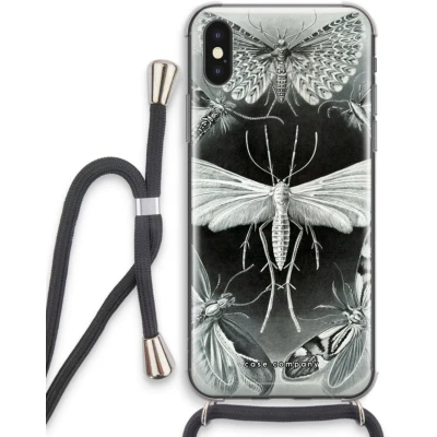 Afbeelding van Case Company® hoesje met Koord geschikt voor iPhone XS Haeckel Tineida Telefoonhoesje Zwart Extra Bescherming aan alle Kanten en Over de Schermrand
