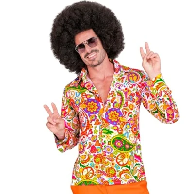 Afbeelding van Widmann Hippie Kostuum Super 60s Peace And Flower Overhemd Man Multicolor XXL Carnavalskleding Verkleedkleding
